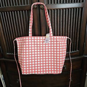 Wild Fable Nwt Red Heart Gingham Tote